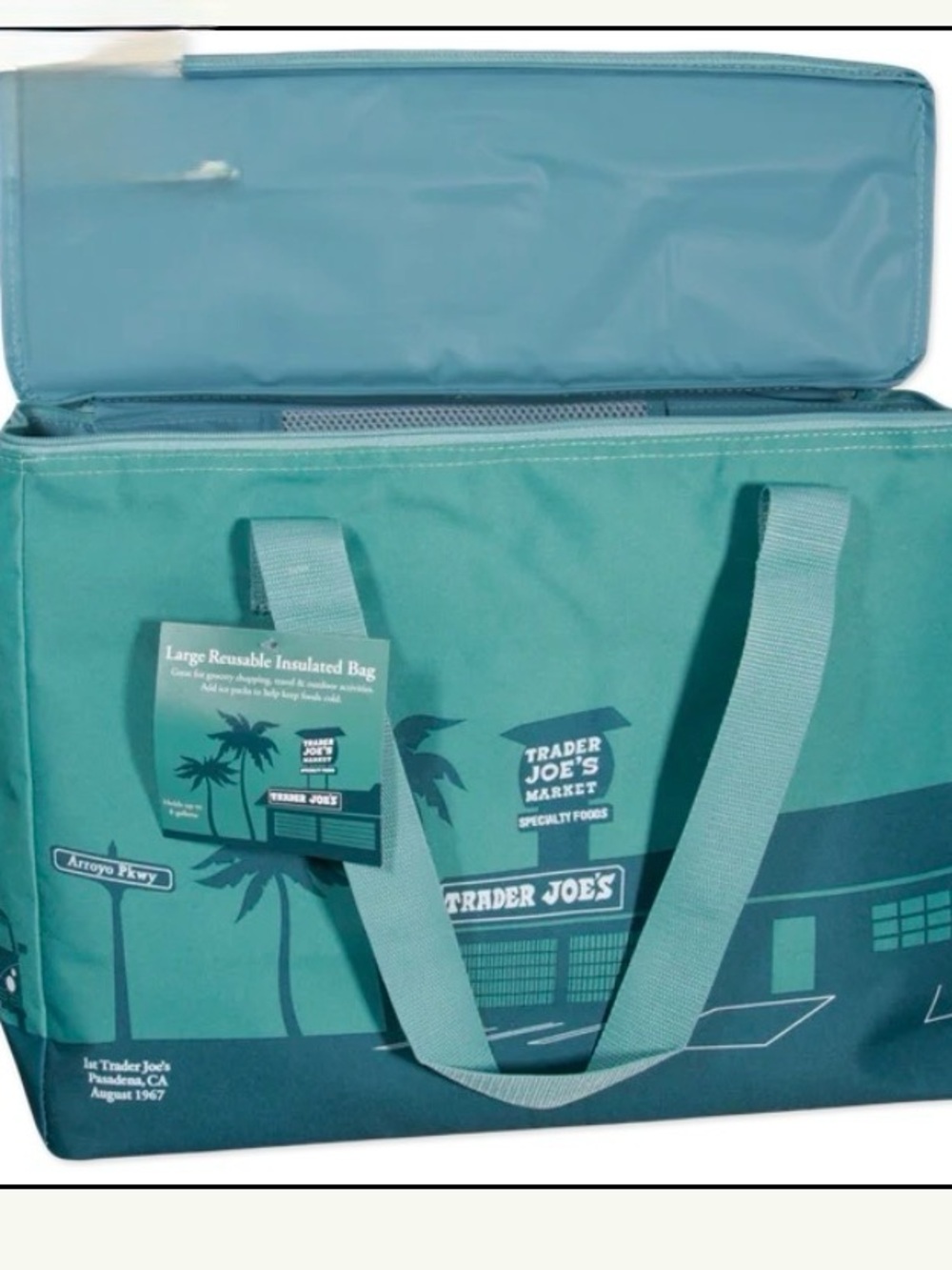 2 Trader Joe’s Insulated Tote Bags Lavender Dusty Blue Limited 8 gallon NEW - Picture 3 of 10